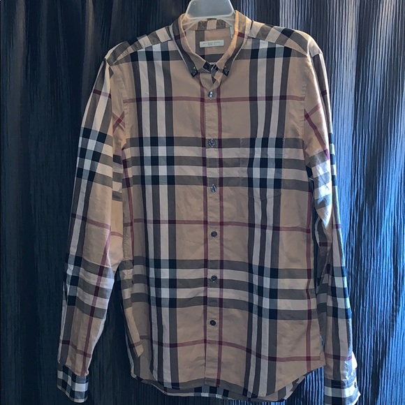 burberry camel check shirt